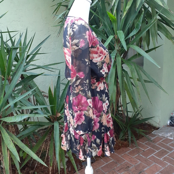 Mini Floral Ruffle Dress Sheer - Picture 4 of 10